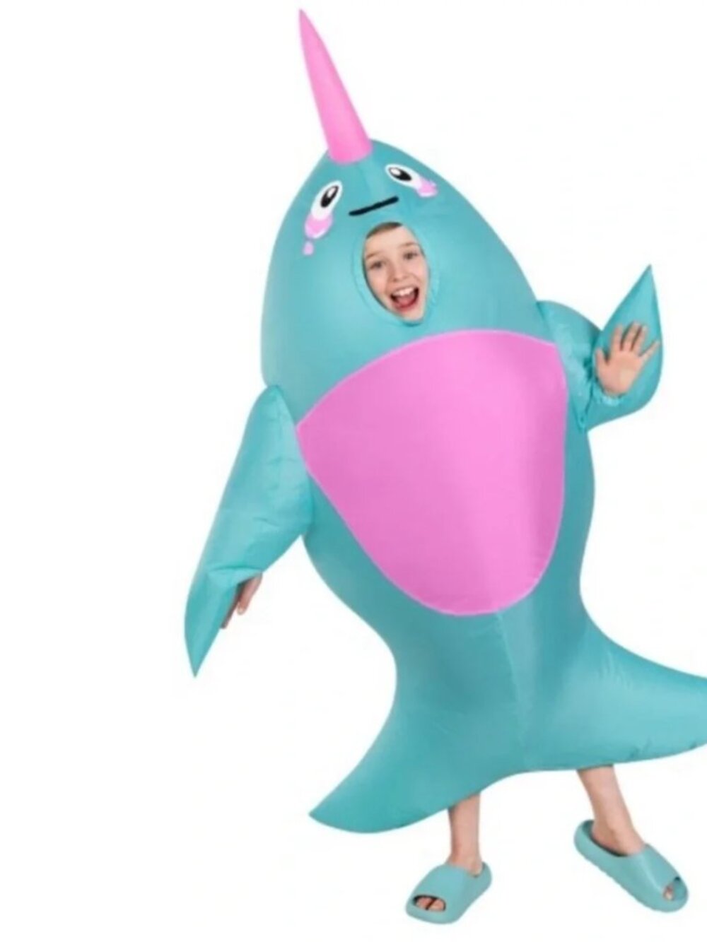 Kids Giant Narwhal Fish Inflatable Halloween Costume OS Unisex 6+